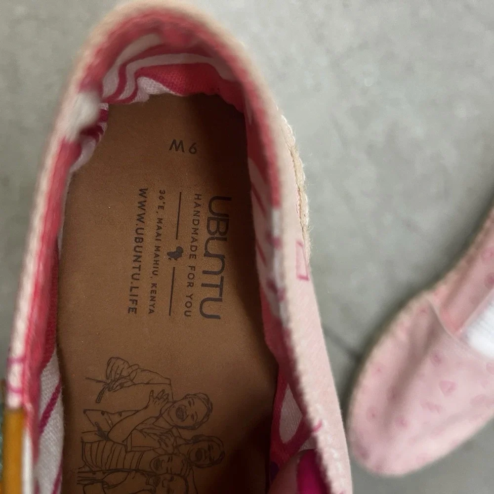 UBUNTU Shoes Flats‎ Espadrilles Afridrilles Pink Canvas Jute - Women's Size 9W